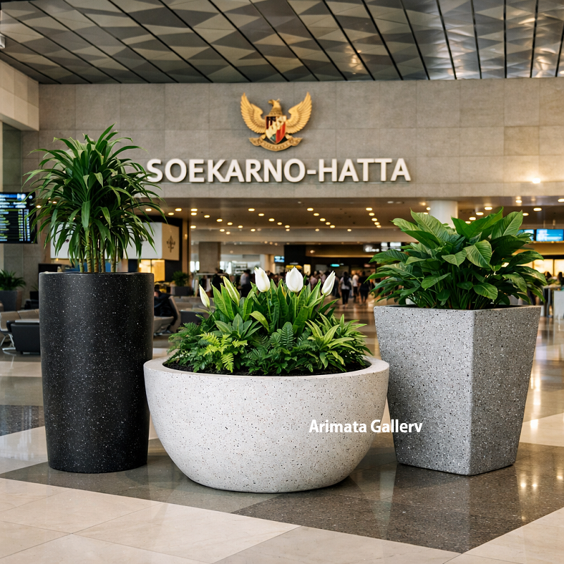 image pot teraso arimata gallery di bandara soekarno hata